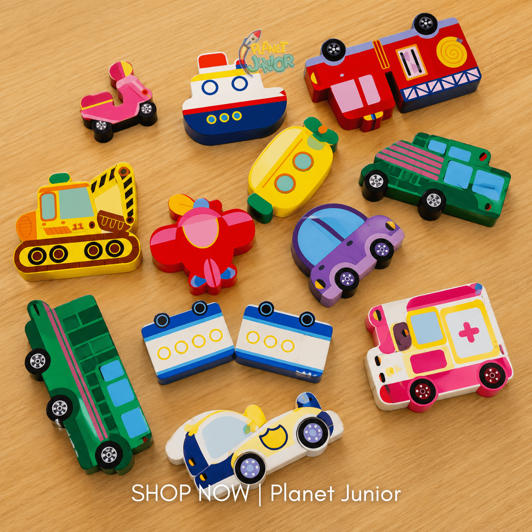 Wooden Vehicle Block Arrangement Game for Kids