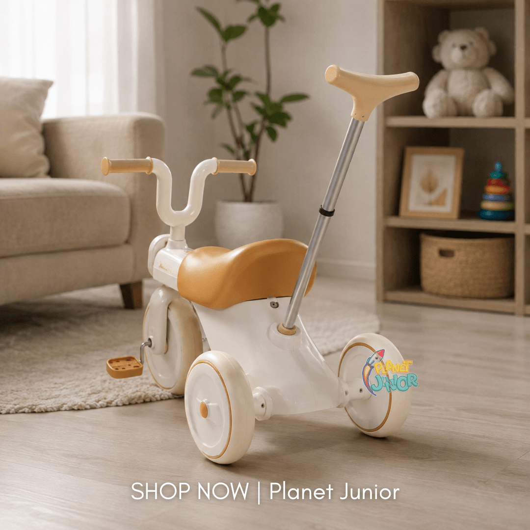 Kids Push Handle Tricycle with Lights & Music
