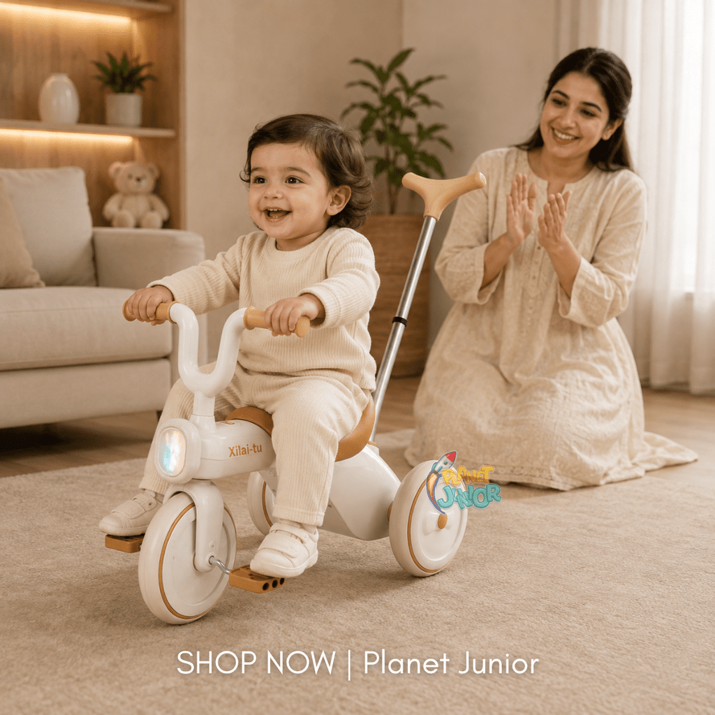 Kids Push Handle Tricycle with Lights & Music