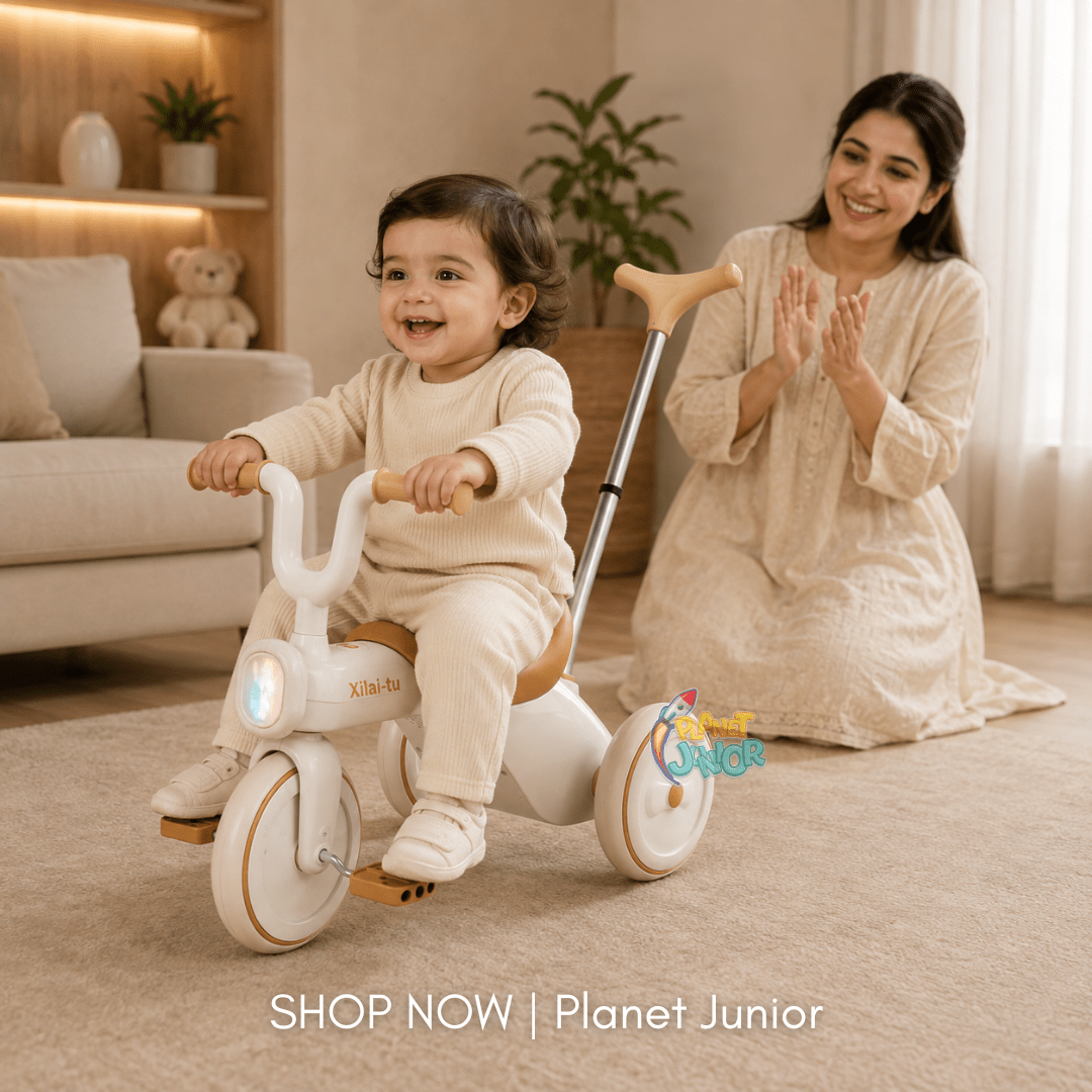 Kids Push Handle Tricycle with Lights & Music