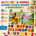 Wooden Alphabet & Animal Sliding Puzzle Learning Board