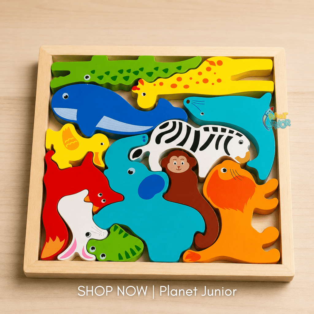 Wooden Animals Learning Puzzle Board