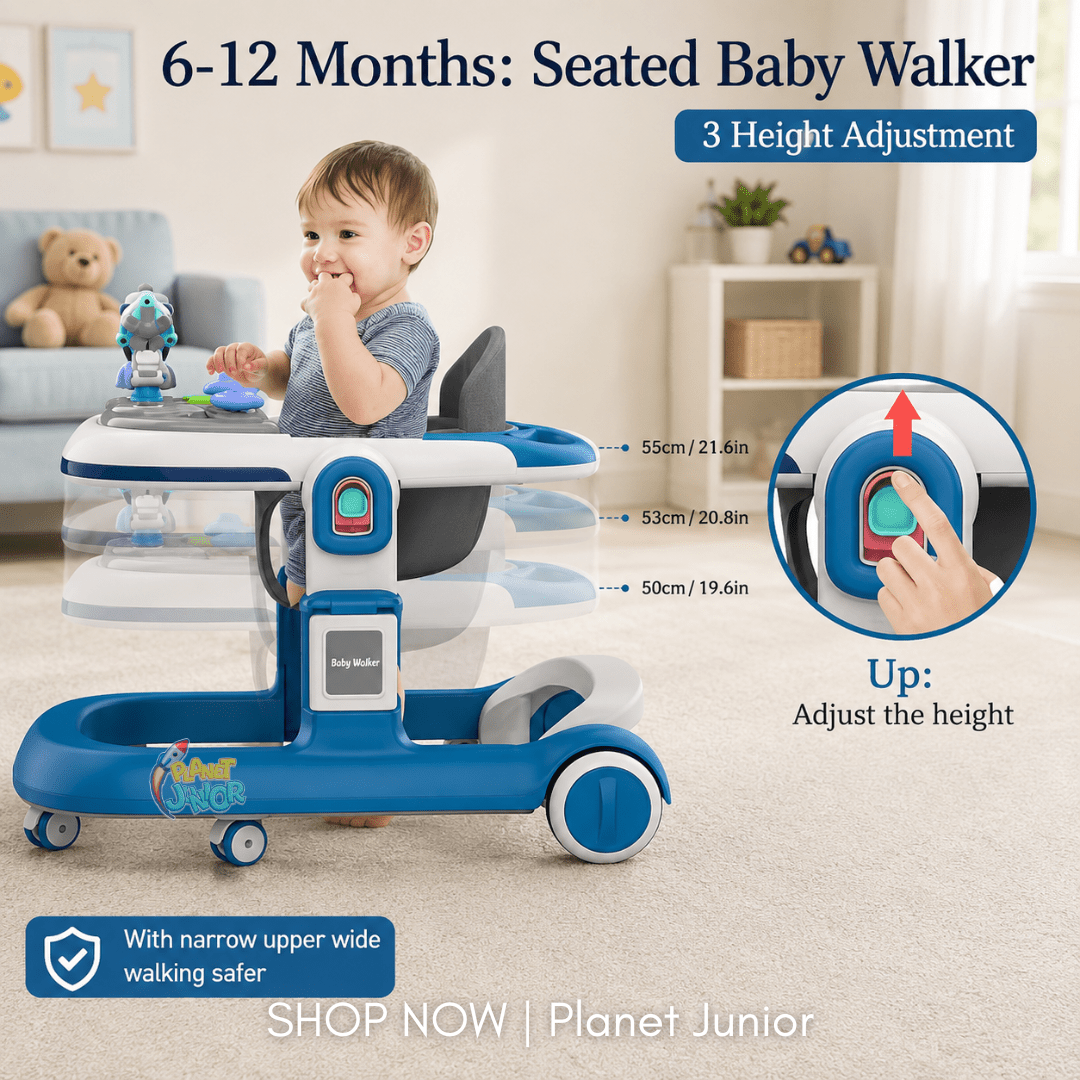 4-in-1 Foldable Baby Learning Walker with Activity Toy Tray