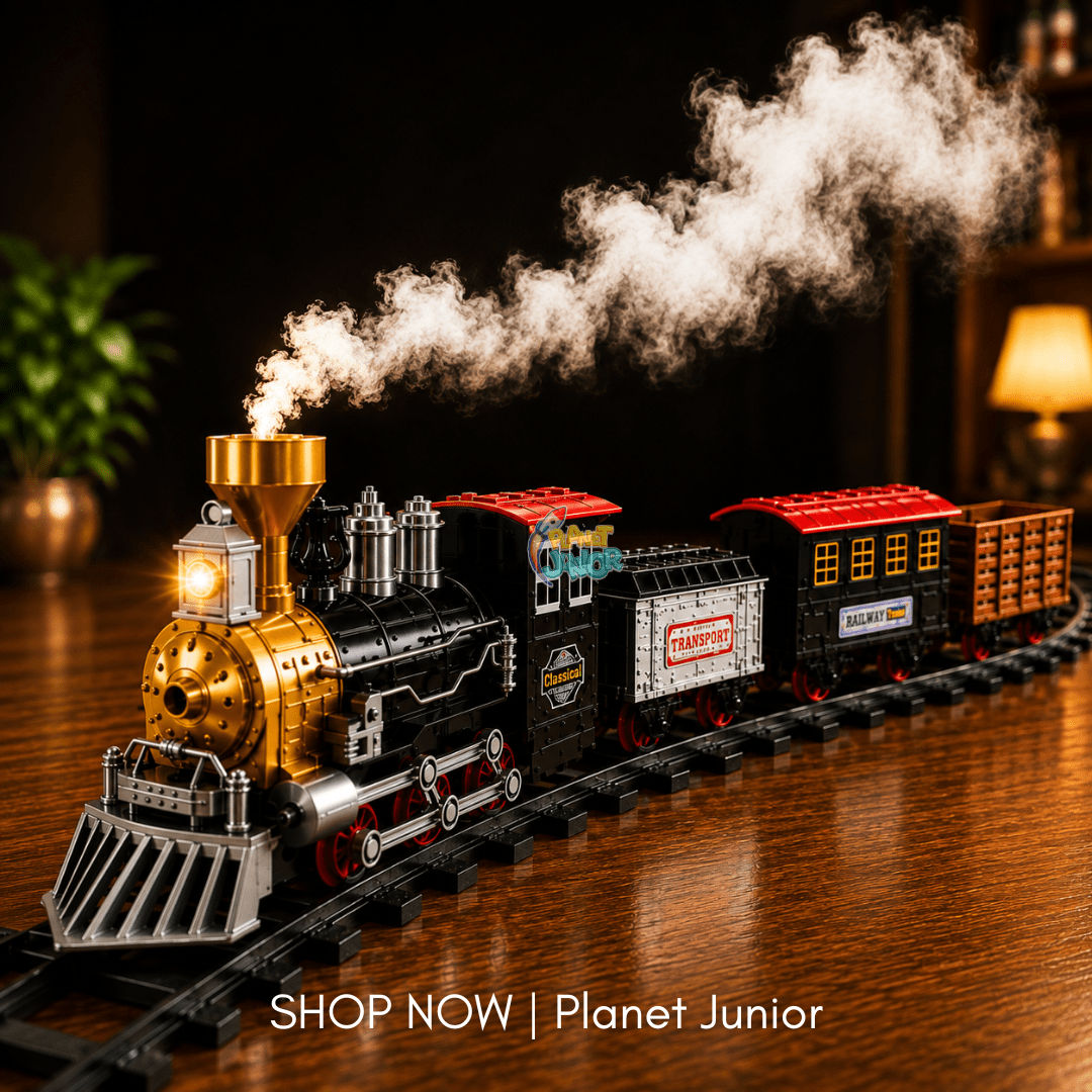 Classic Electric Steam Train Set with Lights, Sounds & Railway Track