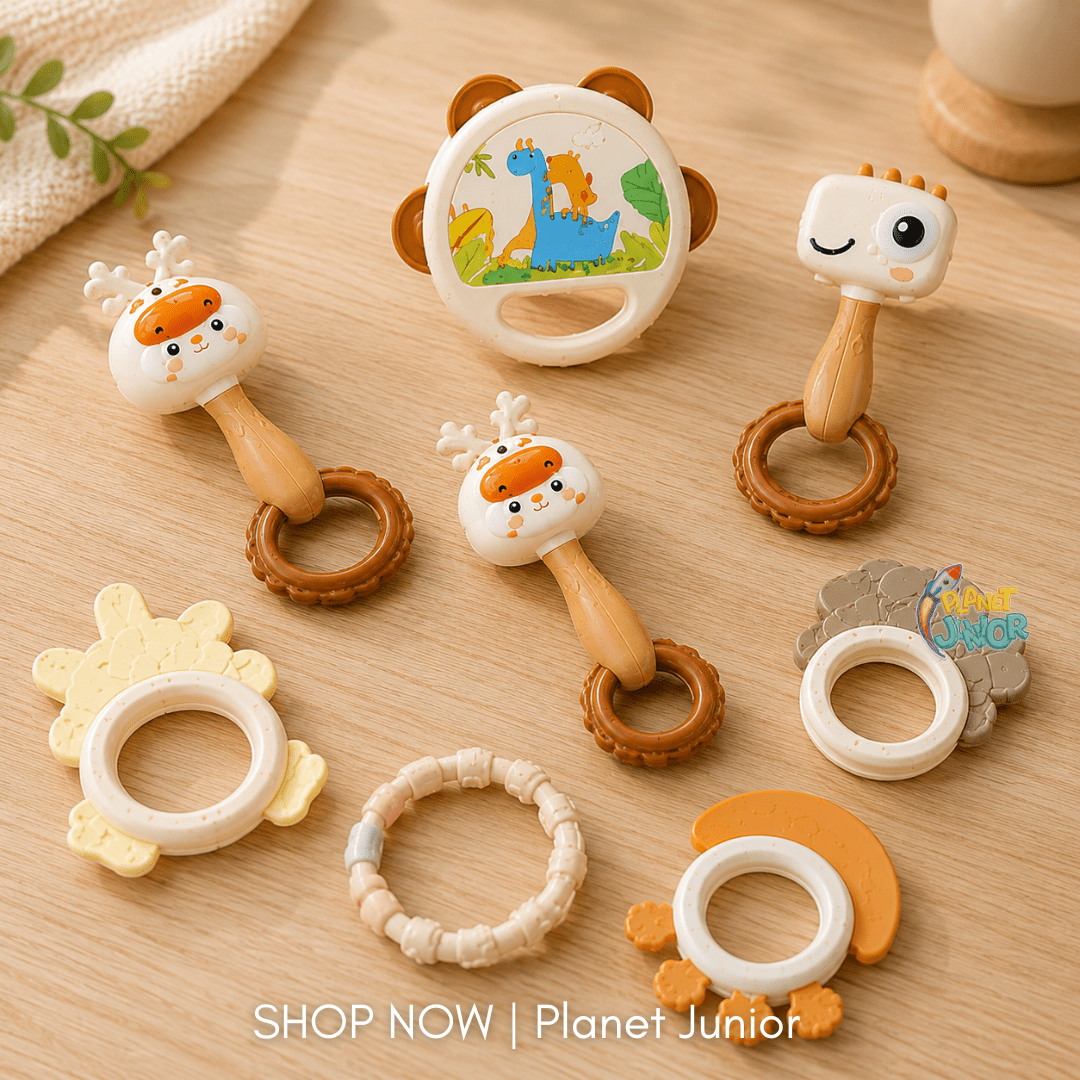Baby Rattle & Teether Toy Set with Cute Animal Designs