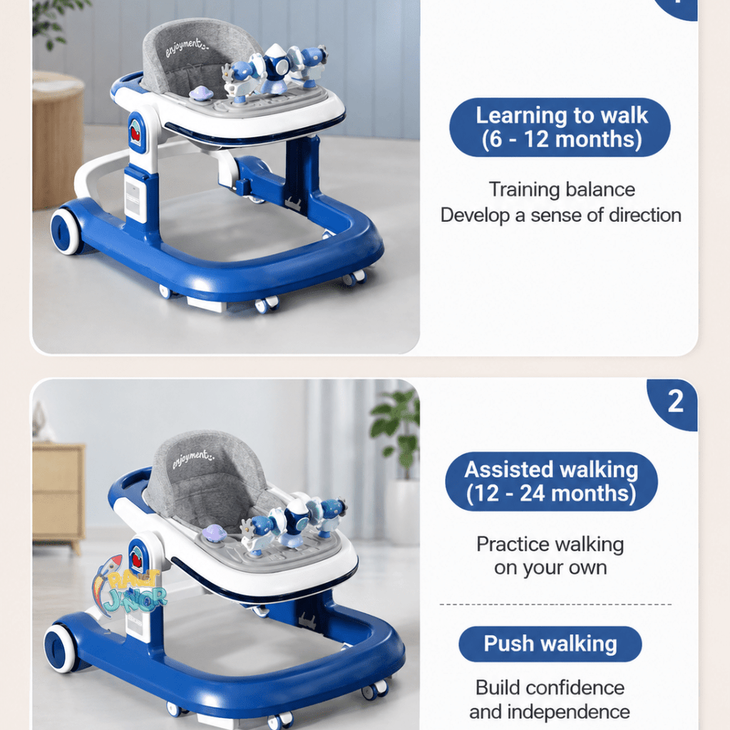 4-in-1 Foldable Baby Learning Walker with Activity Toy Tray