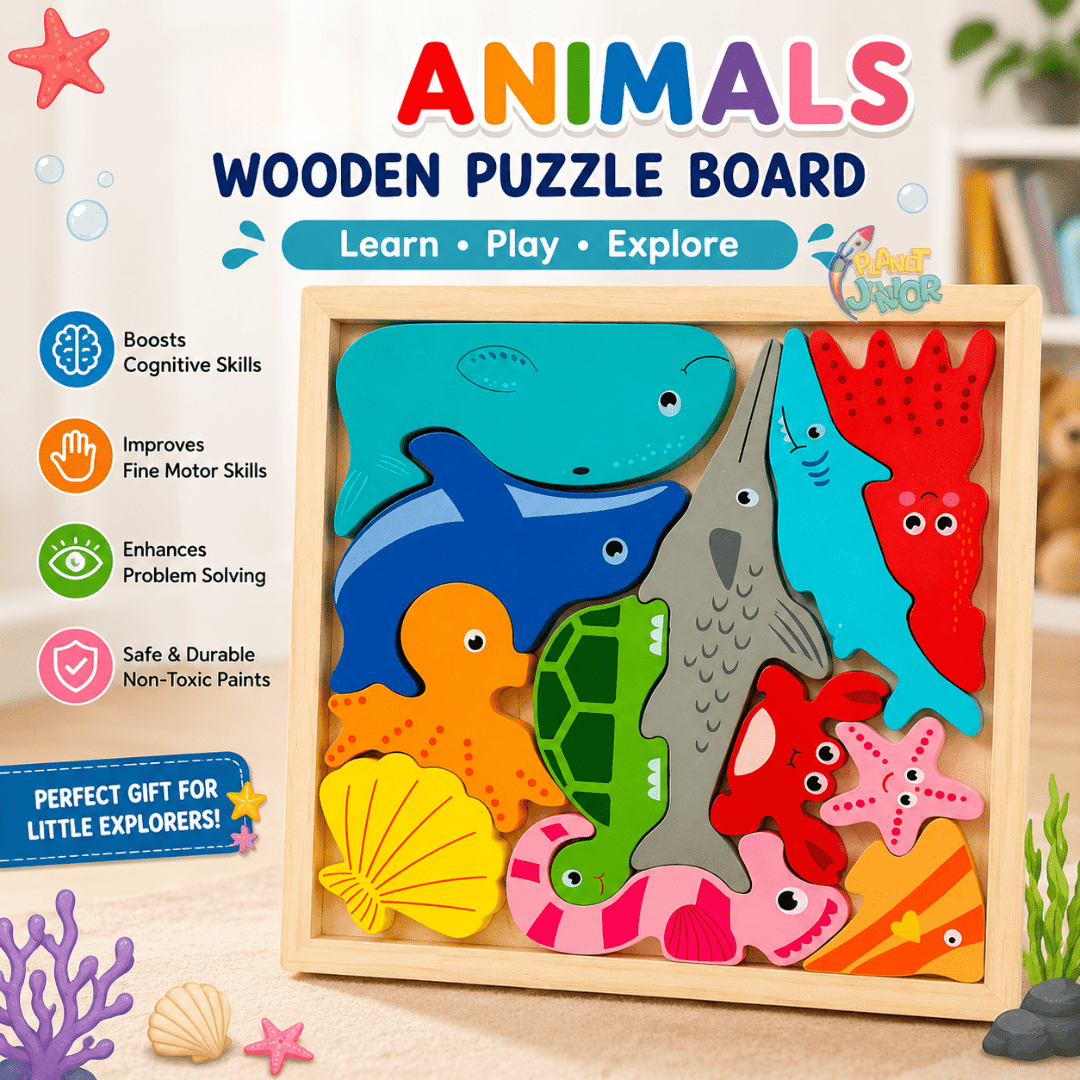 Wooden Animals Learning Puzzle Board