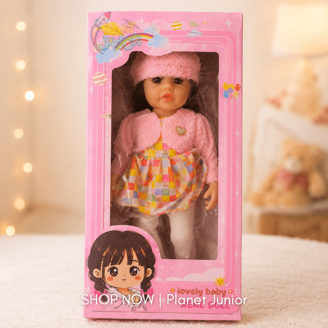 Cute Fashion Baby Doll with Pink Winter Outfit – Pretend Play Doll for Kids