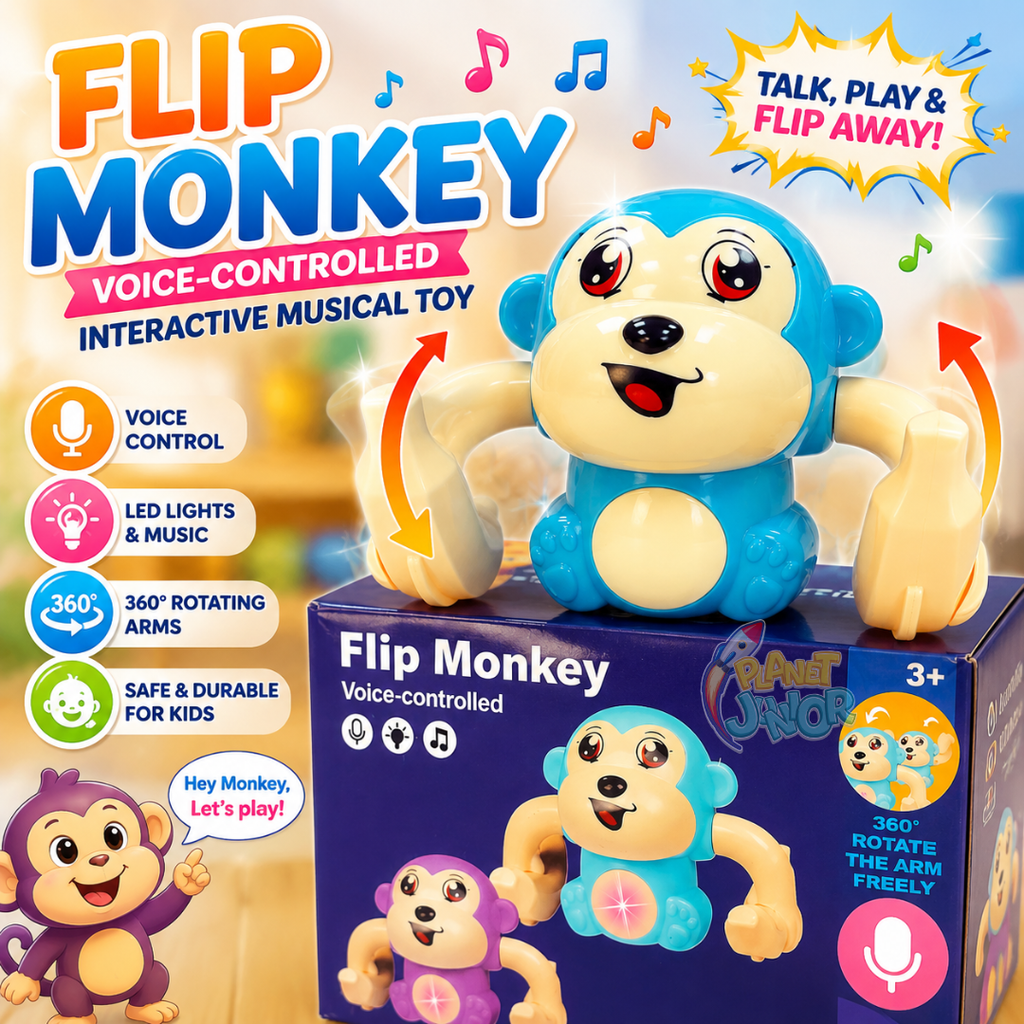 Sound-Controlled Flip Monkey Interactive Musical Toy for Kids