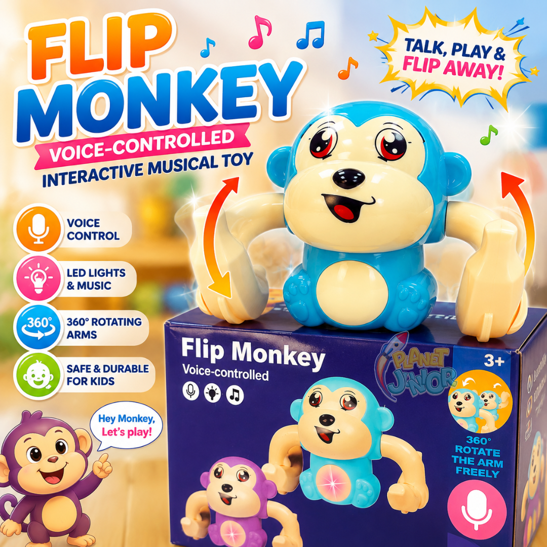 Sound-Controlled Flip Monkey Interactive Musical Toy for Kids