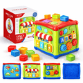 Huanger Smart Learning Activity Cube for Kids – Multi-Function Educational Play Cube with Shape Sorter, ABC Blocks & Gears