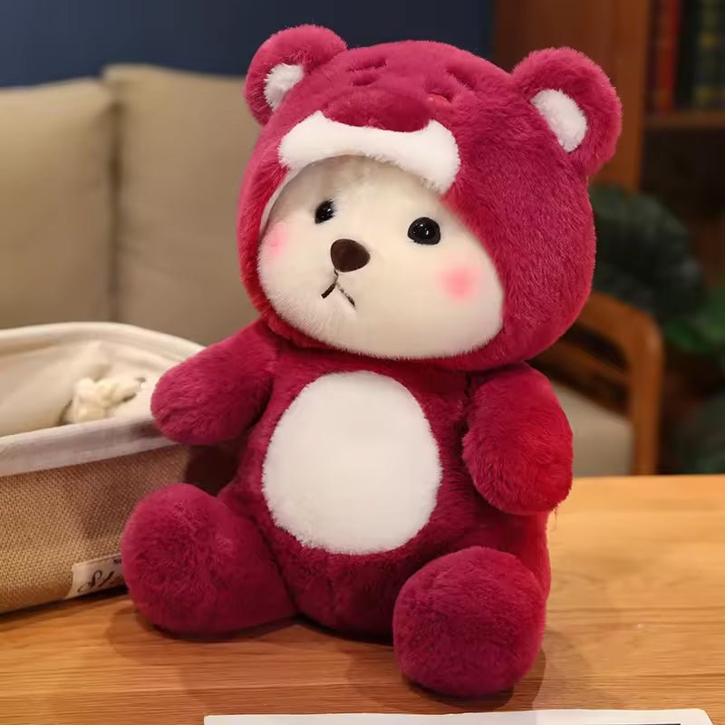 Soft Stuffed Red Teddy Bear with Cap