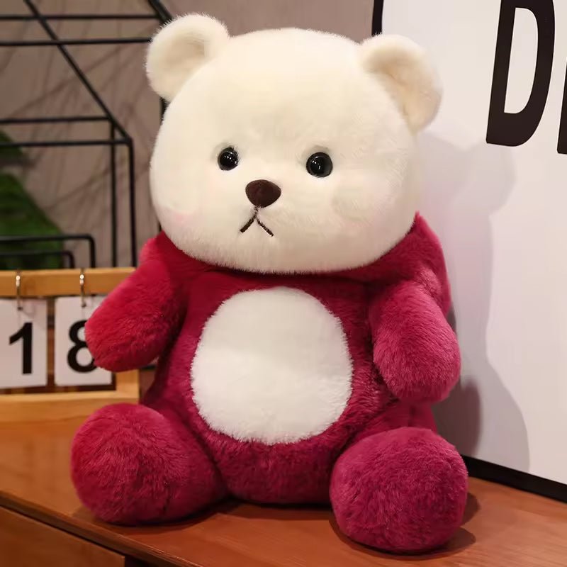 Soft Stuffed Red Teddy Bear with Cap
