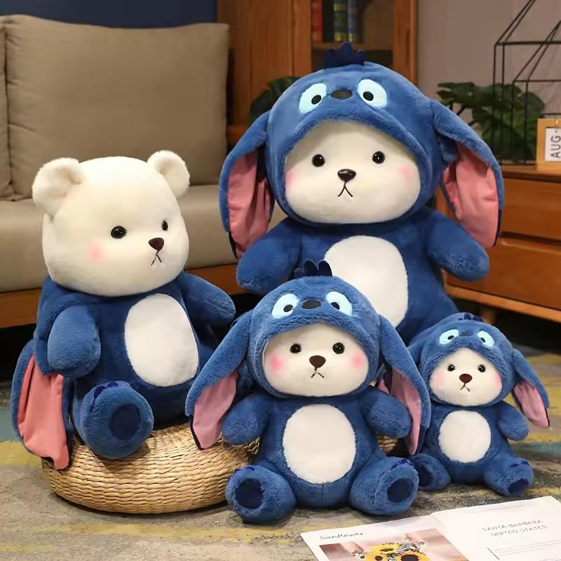 Soft Stuffed Blue Teddy Bear with Cap