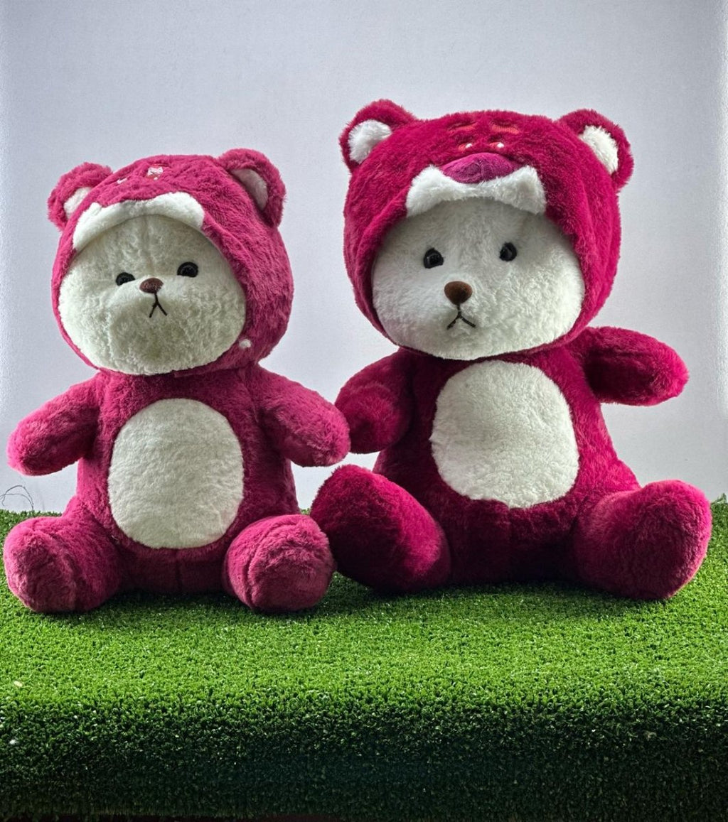 Soft Stuffed Red Teddy Bear with Cap