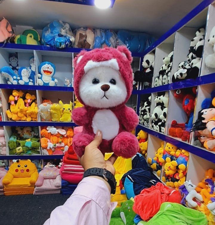 Soft Stuffed Red Teddy Bear with Cap