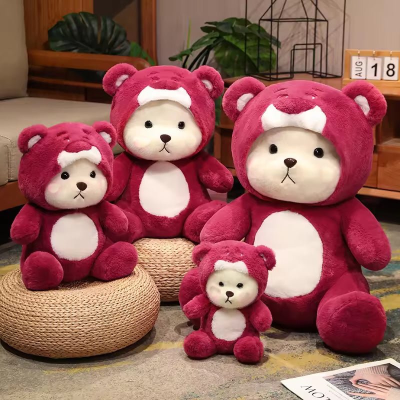 Soft Stuffed Red Teddy Bear with Cap
