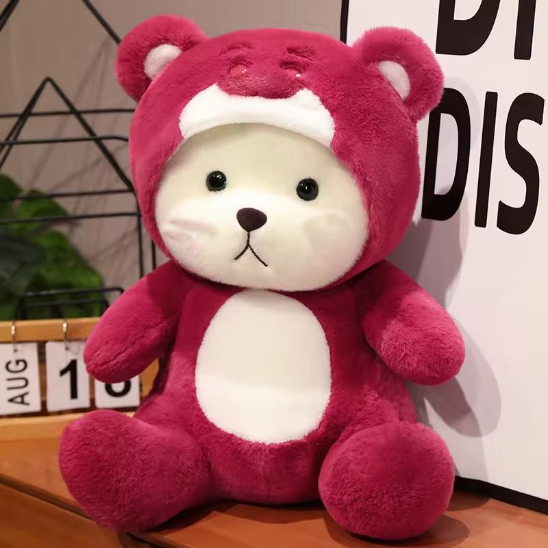 Soft Stuffed Red Teddy Bear with Cap