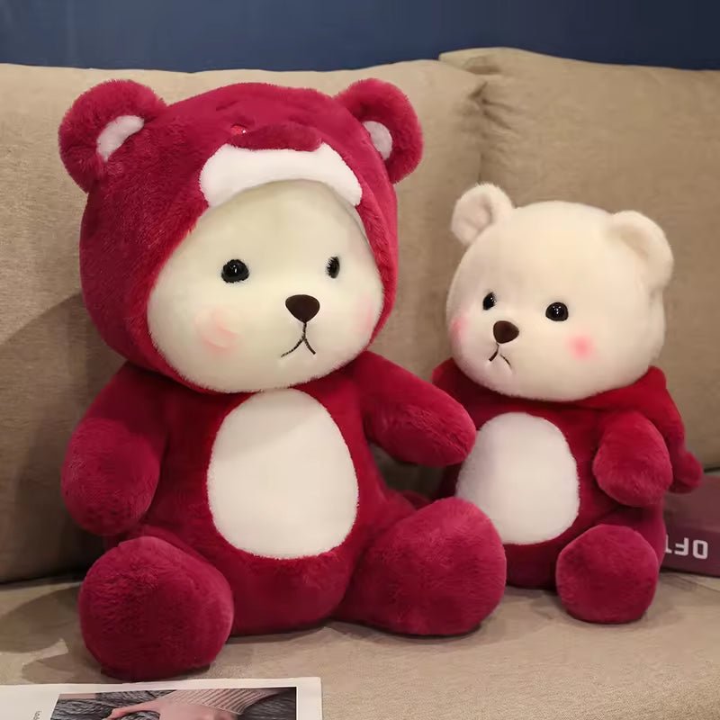 Soft Stuffed Red Teddy Bear with Cap