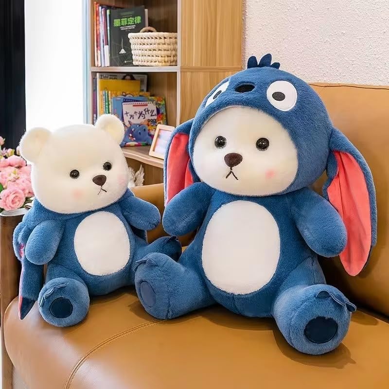 Soft Stuffed Blue Teddy Bear with Cap