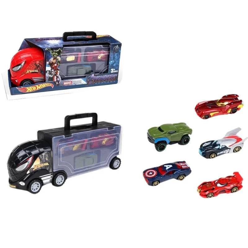 SuperHero-Themed Transport Car Carrier with 3 Alloy Cars