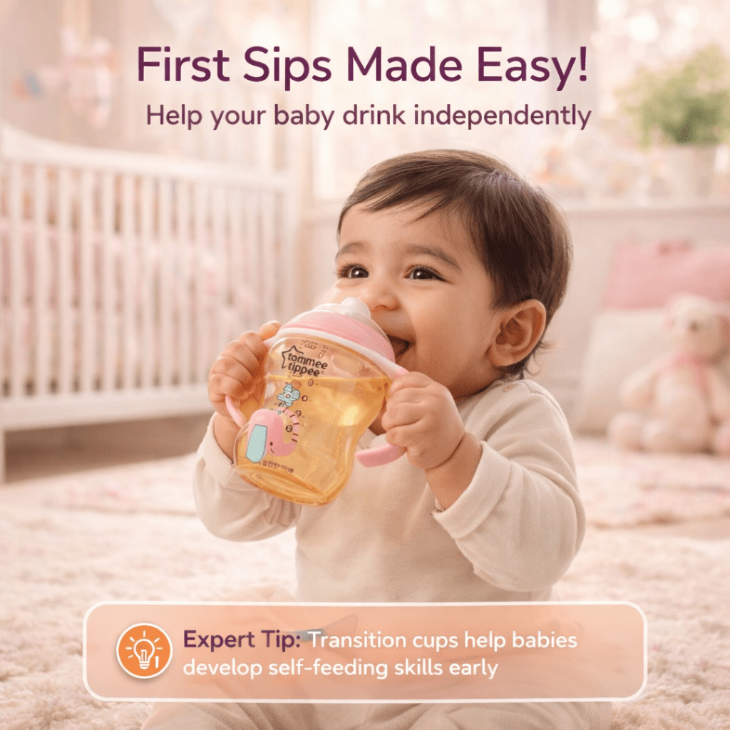 Tommee Tippee Baby Sippy Cup – Soft Spout, Easy-Grip Handles & BPA-Free Design
