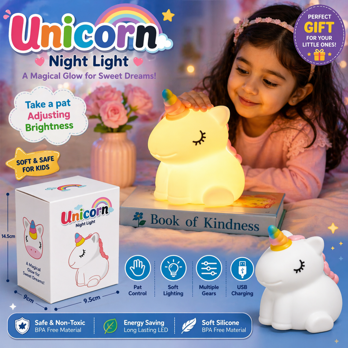 Unicorn Touch Night Lamp – Soft Glow LED Bedside Light