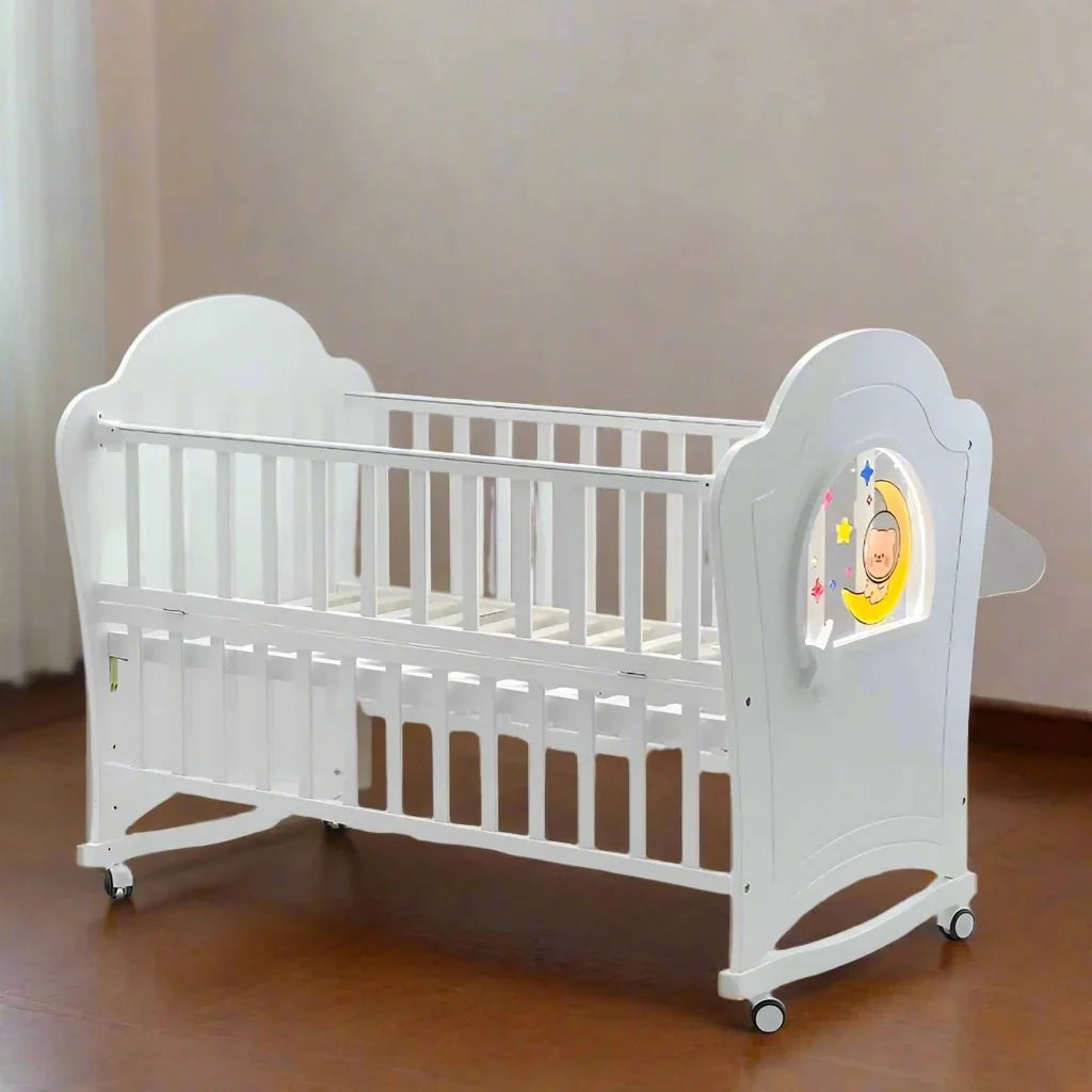 Wooden Baby Cot – Secure, Spacious & Parent-Friendly