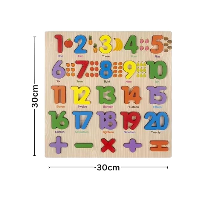 Wooden Numbers Learning Board with Math Signs – Early Counting & Math Set for Kids