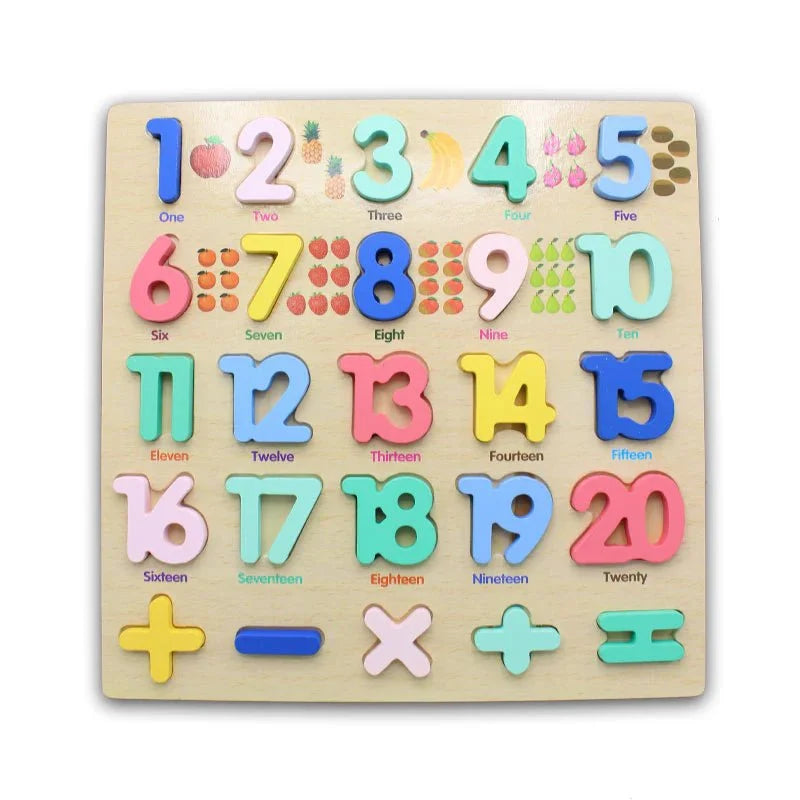 Wooden Numbers Learning Board with Math Signs – Early Counting & Math Set for Kids