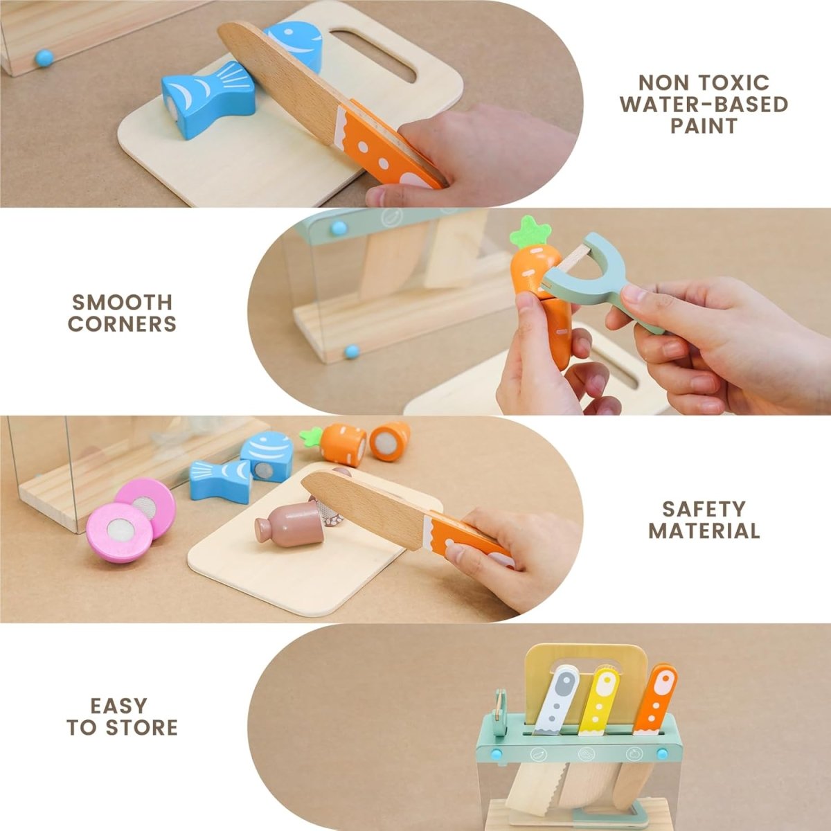 Wooden Play Kitchen Accessories Set